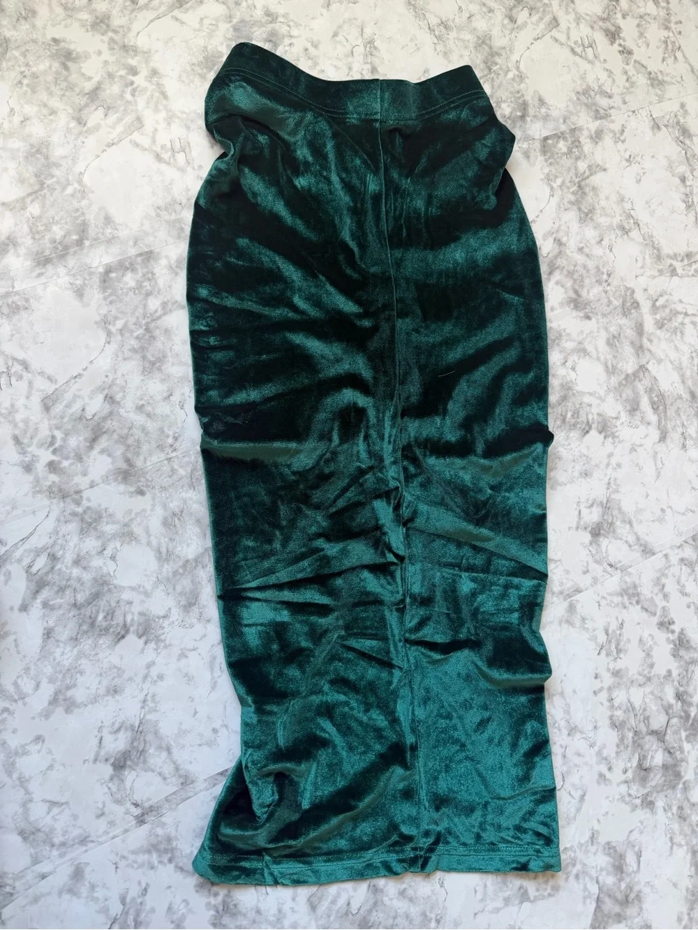 LYANER Emerald Green Velvet S Pencil Skirt - Women